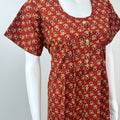 Maroon Front Open Pure Cotton Nightgown Soft & Comfortable