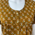Mustard Color Front Open Pure Cotton Nighty for Women