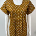 Mustard Color Front Open Pure Cotton Nighty for Women