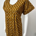 Mustard Color Front Open Pure Cotton Nighty for Women