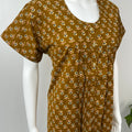 Mustard Color Front Open Pure Cotton Nighty for Women
