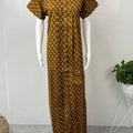 Mustard Color Front Open Pure Cotton Nighty for Women
