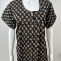 Black Front Open Pure Cotton Nightgown Comfortable & Elegant
