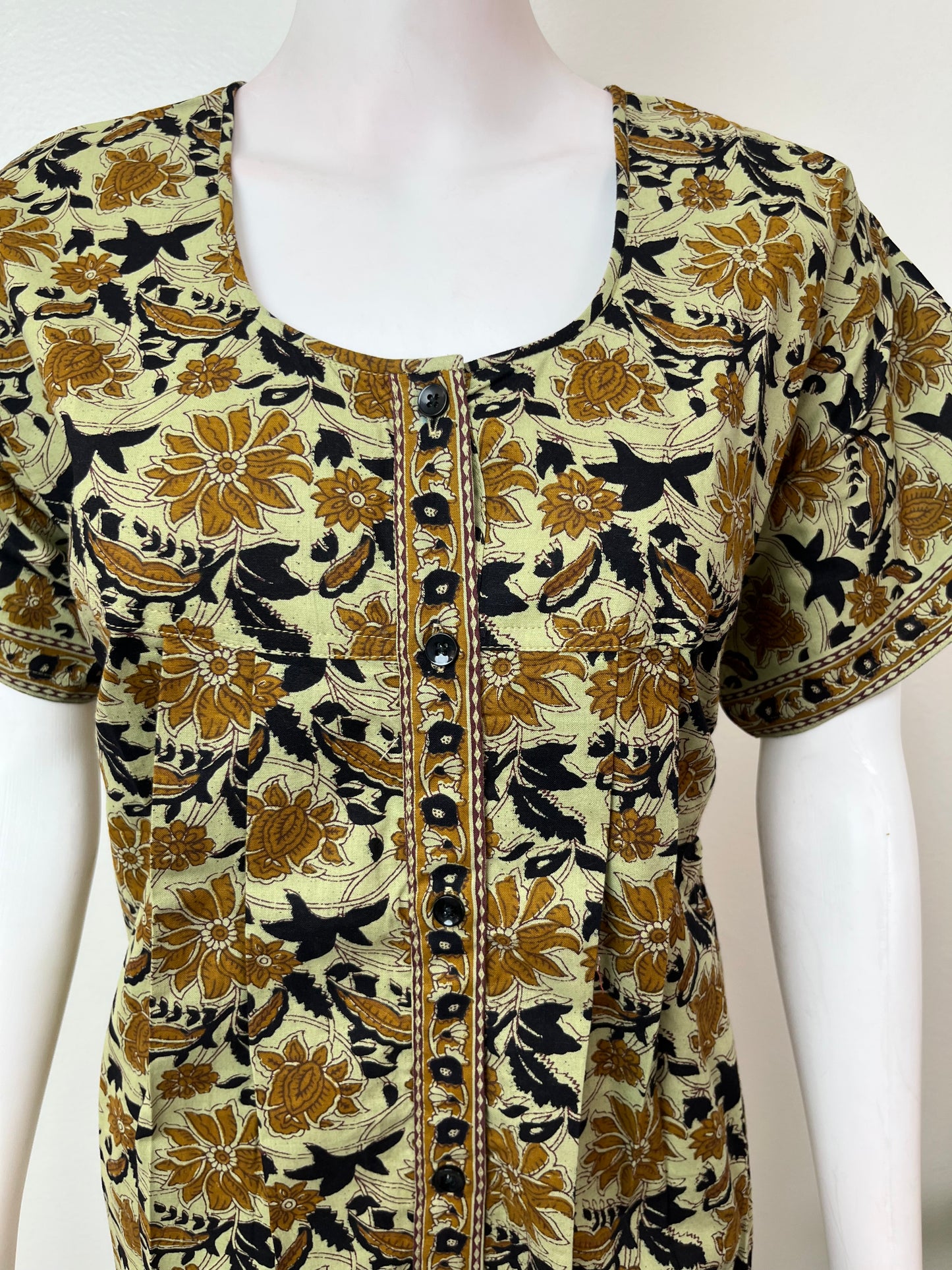 Green 100% Cotton Full Front Open Nighty