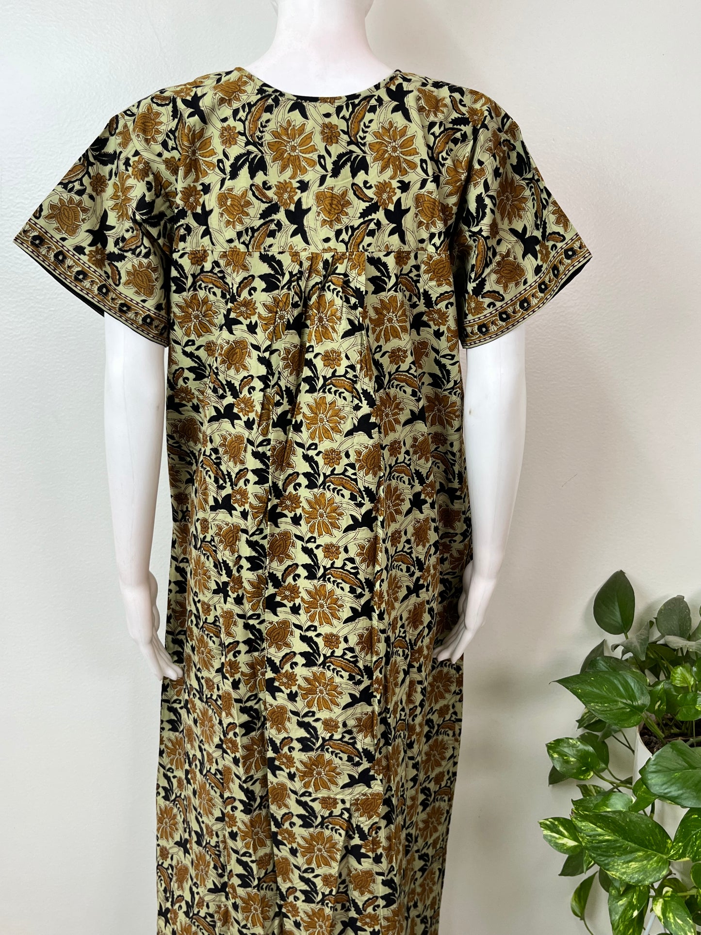 Green 100% Cotton Full Front Open Nighty