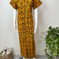 Yellow Pleated Style Full Front Open Cotton Nightgown