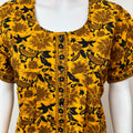 Yellow Pleated Style Full Front Open Cotton Nightgown