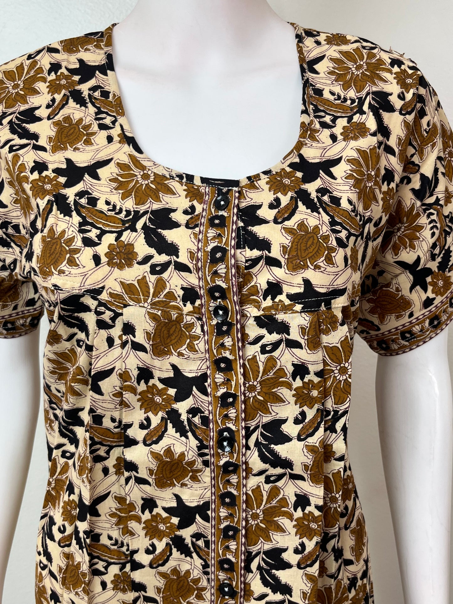 Floral Pure Cotton Front Open Nighty for Women