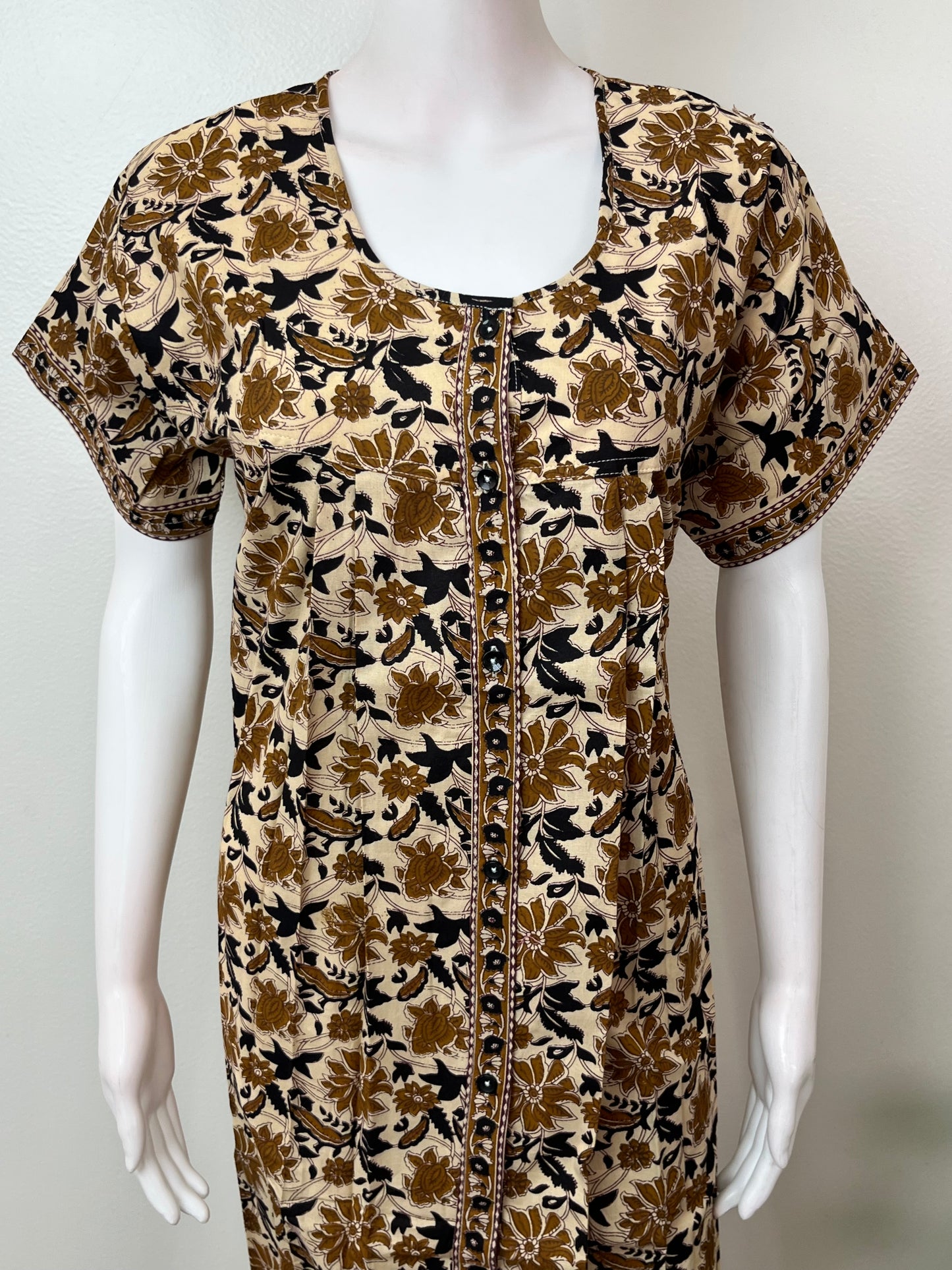 Floral Pure Cotton Front Open Nighty for Women