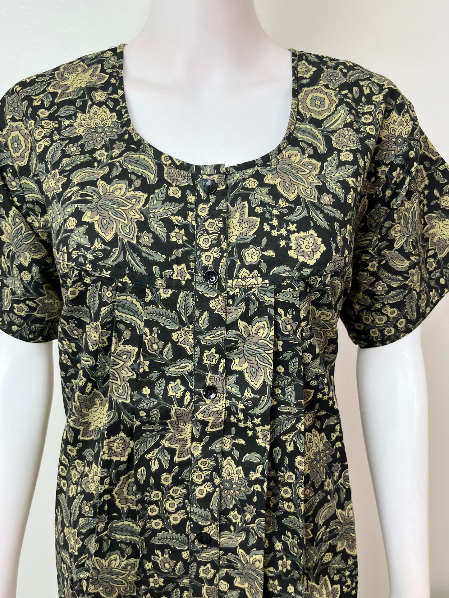 Bottle Green Full Open Pure Cotton Nightgown