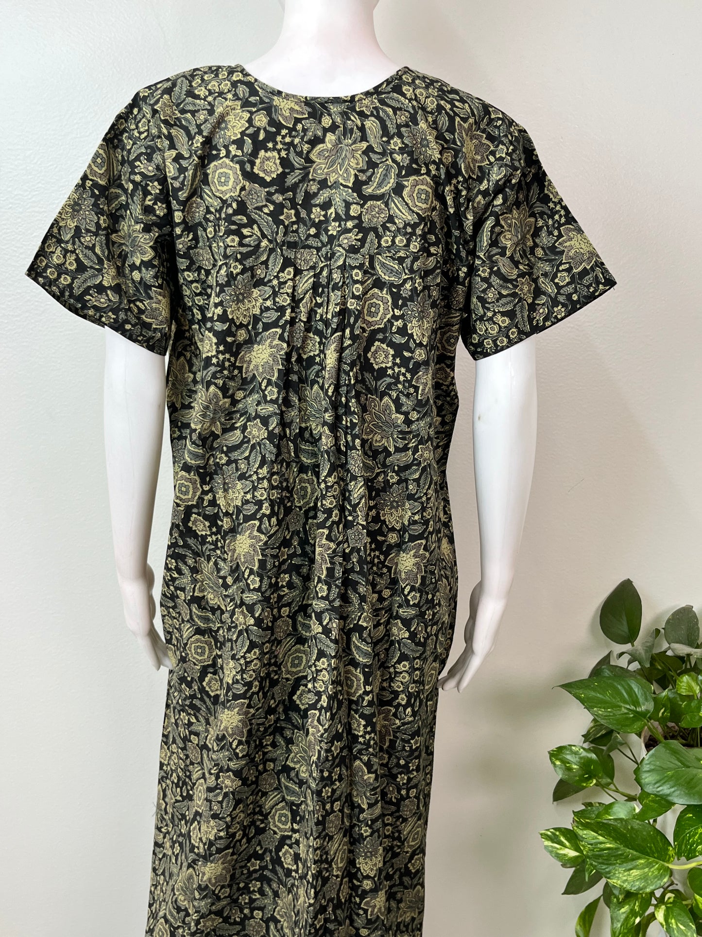Bottle Green Full Open Pure Cotton Nightgown