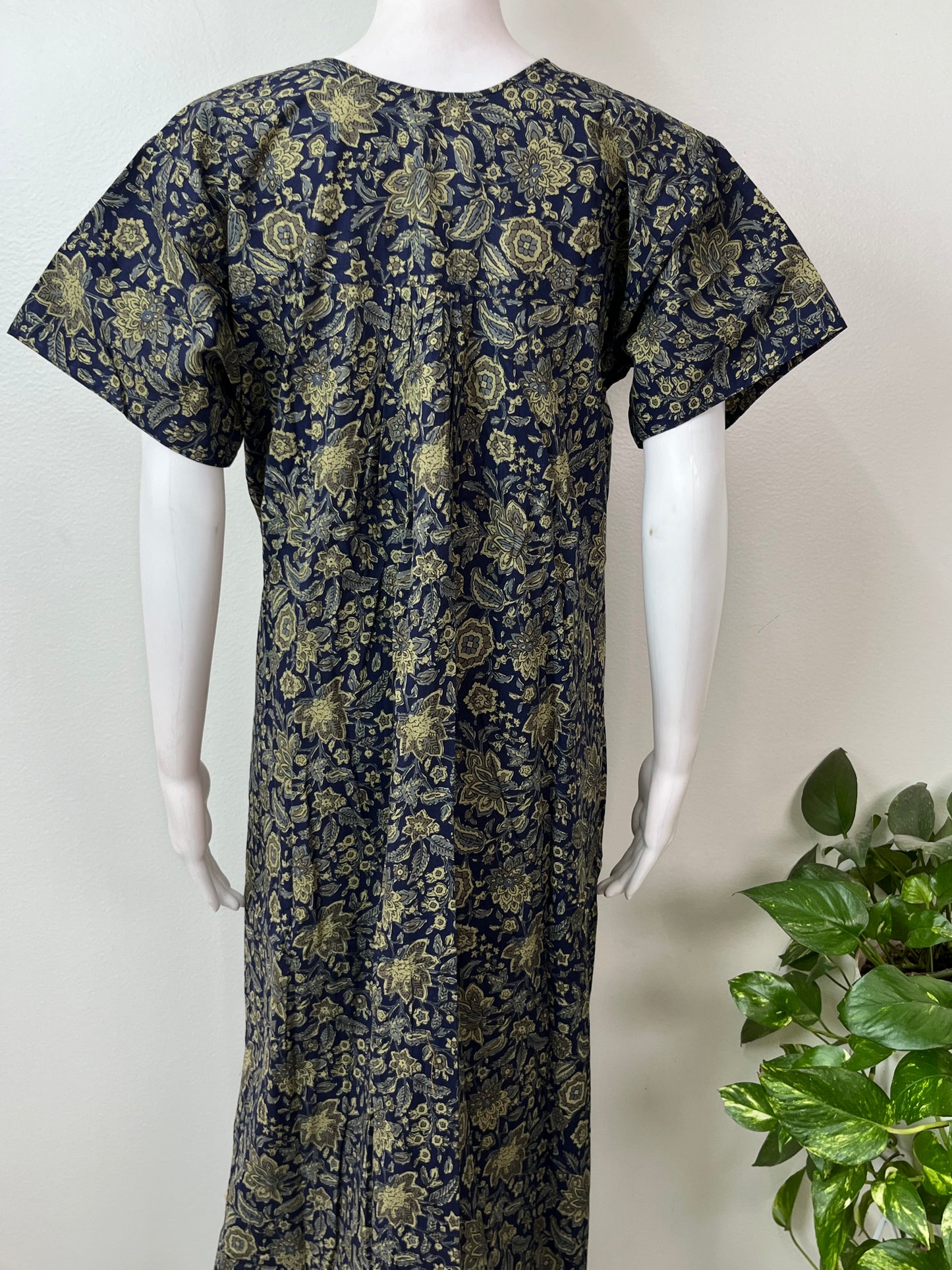 Pleated 100% Cotton Front Open Nightgown