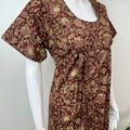 Maroon Pure Cotton Full Front Open Nighty