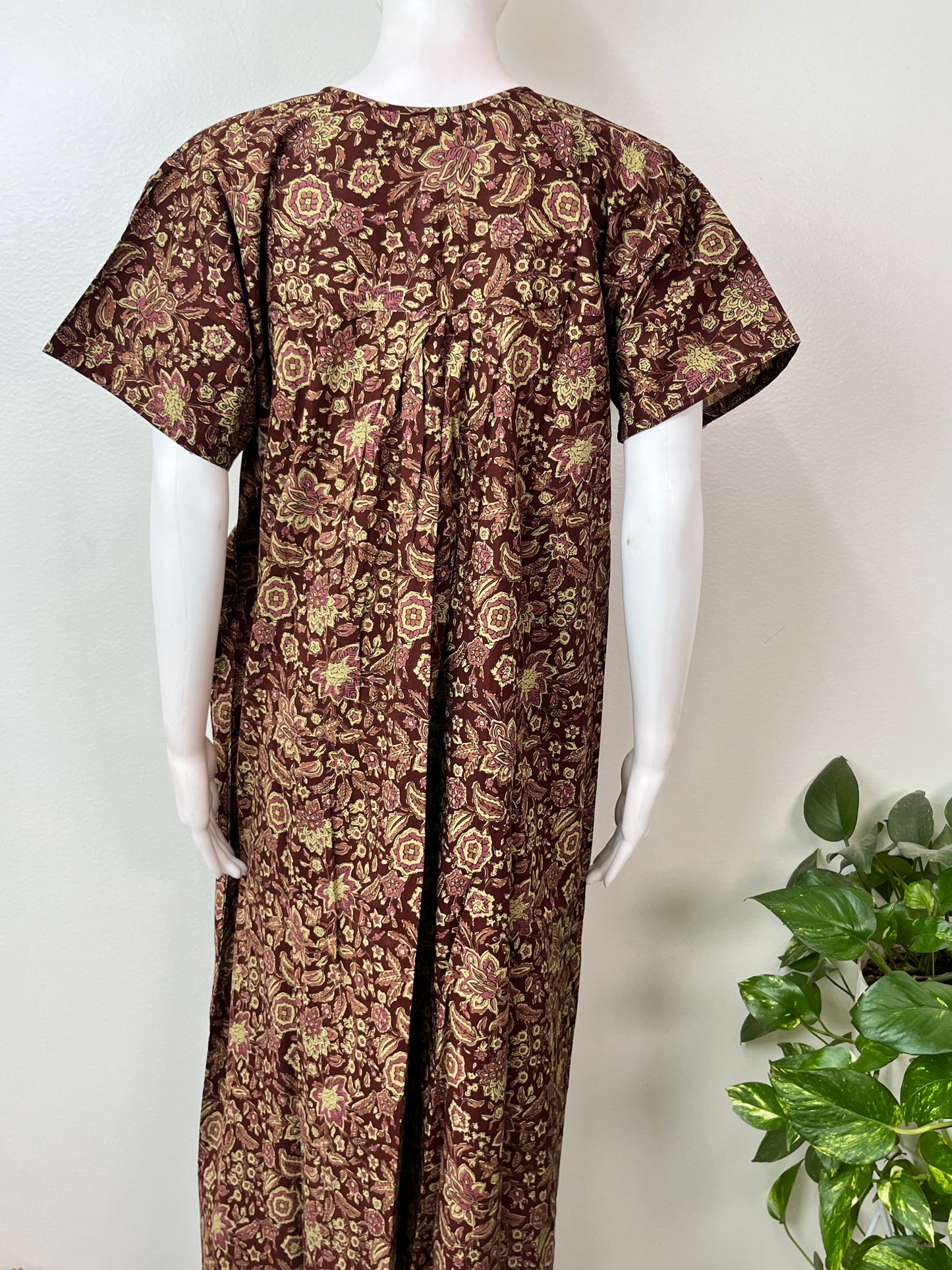 Maroon Pure Cotton Full Front Open Nighty