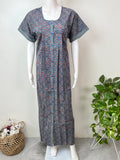 Royal Blue 100% Cotton Front Open Nighty