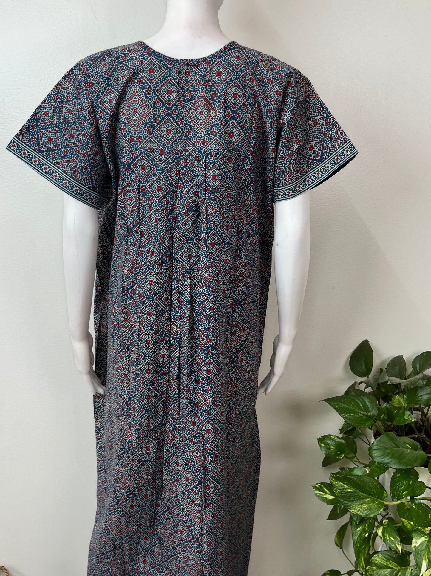 Royal Blue 100% Cotton Front Open Nighty