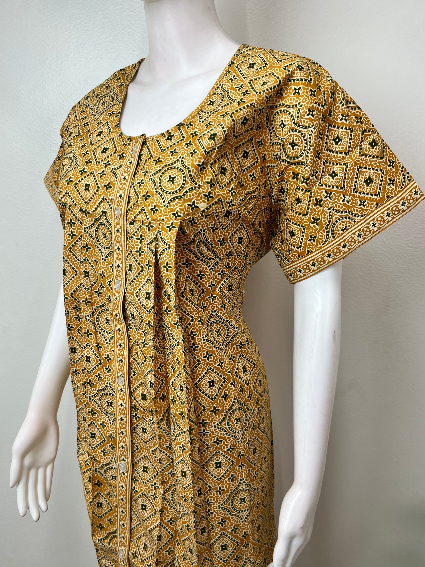 Mustard 100% Cotton Full Open Nightgown
