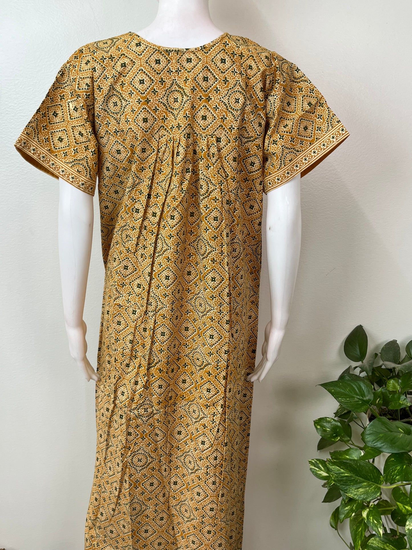 Mustard 100% Cotton Full Open Nightgown