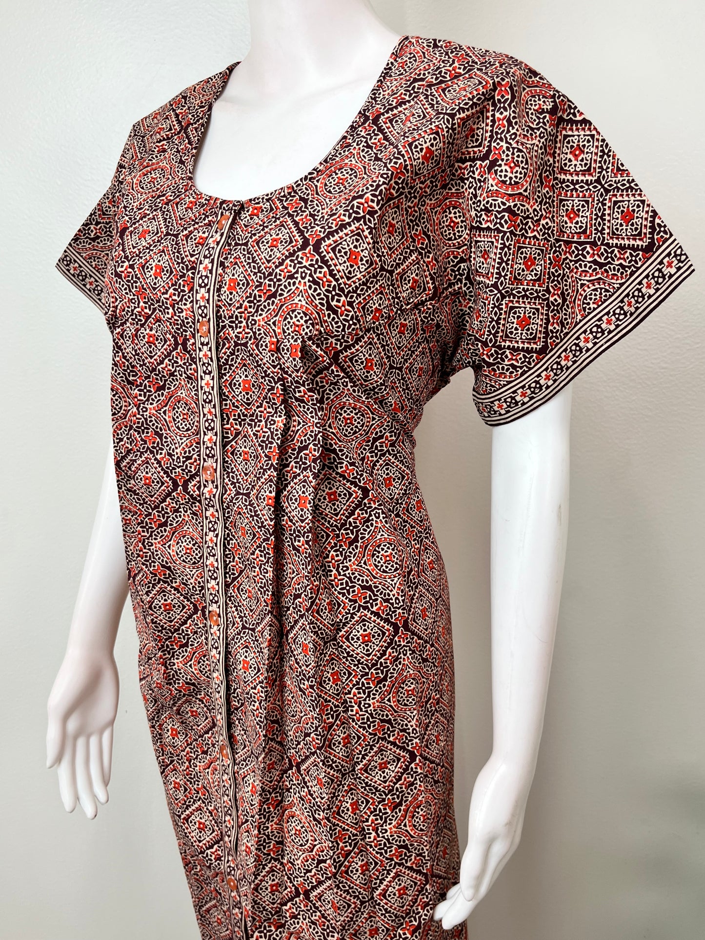 Digital Printed 100% Cotton Front Open Nighty