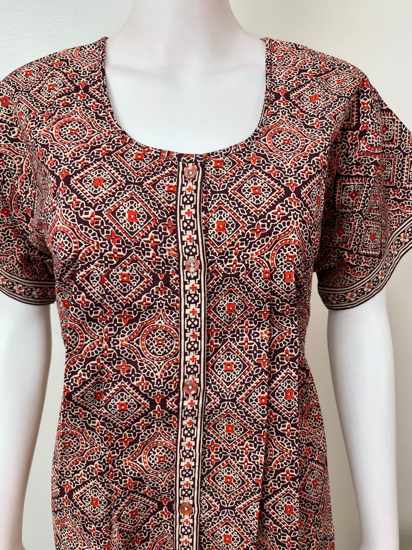 Digital Printed 100% Cotton Front Open Nighty