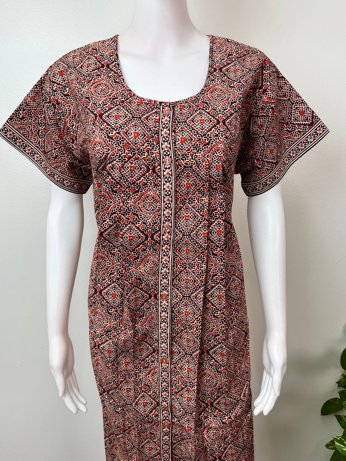 Digital Printed 100% Cotton Front Open Nighty