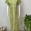 Green Front Open Pure Cotton Nightgown