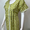 Green Front Open Pure Cotton Nightgown