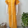 Yellow 100% Cotton Full Front Open Nighty