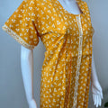 Yellow 100% Cotton Full Front Open Nighty