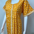 Yellow 100% Cotton Full Front Open Nighty