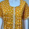 Yellow 100% Cotton Full Front Open Nighty