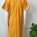 Yellow 100% Cotton Full Front Open Nighty