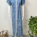 Sky Blue Full Front Open Pure Cotton Nightgown