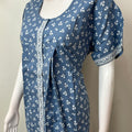 Sky Blue Full Front Open Pure Cotton Nightgown