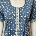 Sky Blue Full Front Open Pure Cotton Nightgown