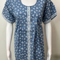 Sky Blue Full Front Open Pure Cotton Nightgown