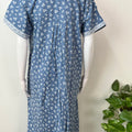 Sky Blue Full Front Open Pure Cotton Nightgown