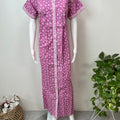 Lavender Pure Cotton Front Open Nightgown for Women