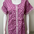 Lavender Pure Cotton Front Open Nightgown for Women