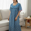 Blue Printed Pure Cotton Nighty