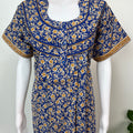 Royal Blue Floral Printed 100% Cotton Nightgown