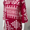 Tribal Red Maze Pure Cotton Loungewear Set