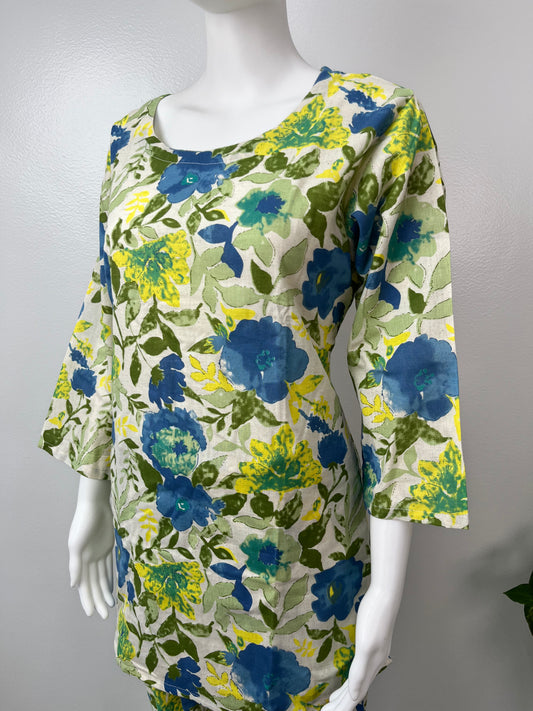 Blue Blossom Khadi Cotton Co-ord Set