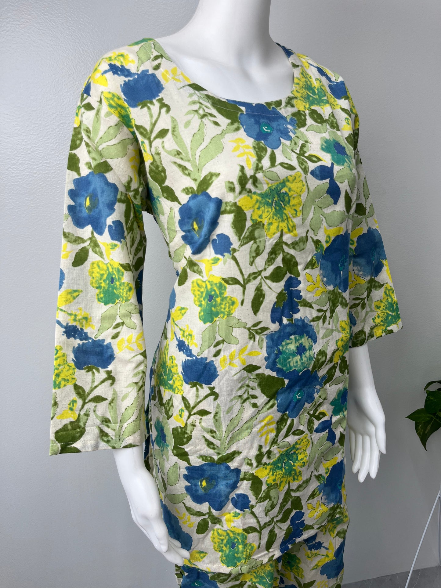 Blue Blossom Khadi Cotton Co-ord Set