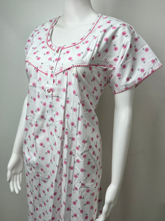 Pink Flora Boutique Cotton Nighty Soft & Comfortable