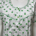 Green Printed Polyester Cotton Women's Nightgown