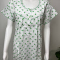 Green Printed Polyester Cotton Women's Nightgown
