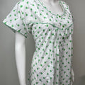 Green Printed Polyester Cotton Women's Nightgown