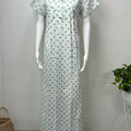 Green Printed Polyester Cotton Women's Nightgown