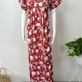 Red Pure Cotton Nightgown Comfortable & Elegant